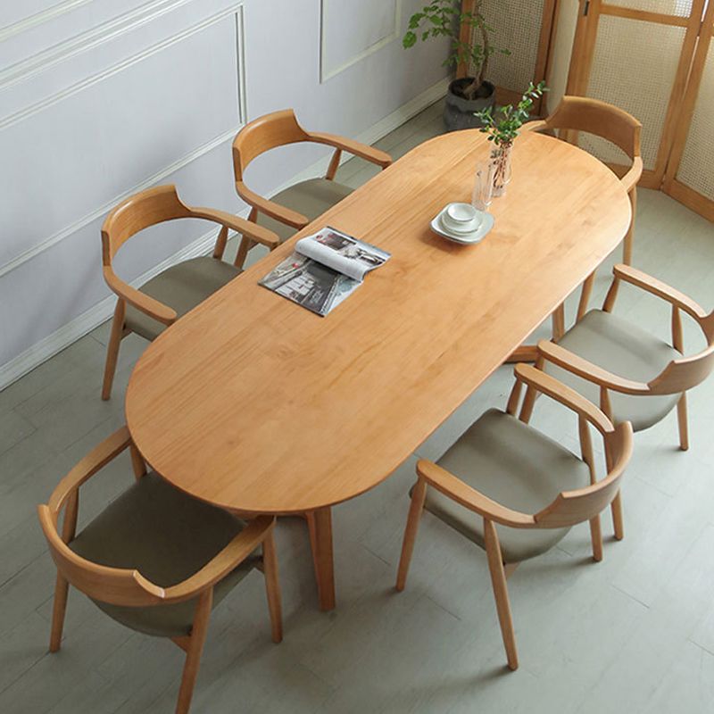 Simple Style Oval Wood Table Sled Solid Wood Base Home Table Clearhalo 'Dining Tables & Seating' 'Dining Tables' 'dining_table' 'furn' 'furn_dining_table' 'Furniture' 'Kitchen & Dining Furniture' 1200x1200_493b8ee7-513c-4072-b6c6-f7e24fb7a7ec