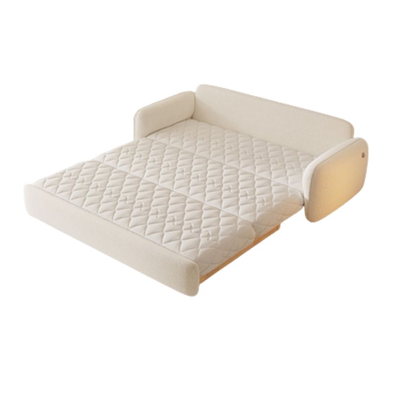 Divano per dormiente futon in lana bianca glam con deposito in legno massiccio