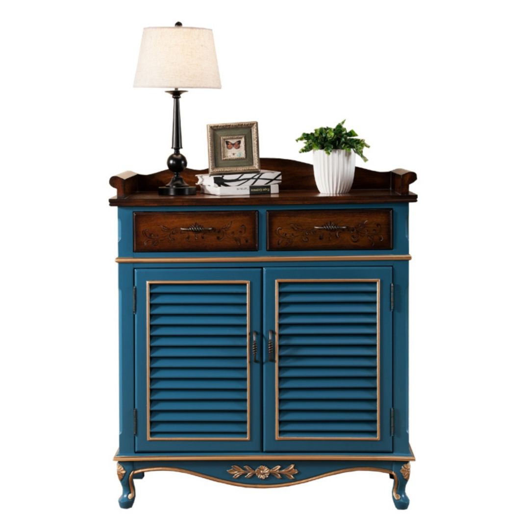 45.3 "de alto 2 - gabinete de puertas de mediados de siglo gabinete de almacenamiento de madera desgastada con 2 cajones