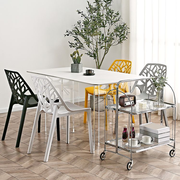Contemporary Dining Chairs Armless Chair with Plastic Legs for Home