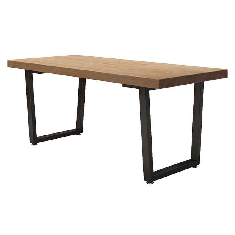 Industrial Style Solid Wood Dining Table Brown Rectangle Table with Sled Base for Dinning Room Clearhalo ' dining_table' 'Dining Tables & Seating' 'Dining Tables' 'furn' 'furn_dining_table' 'Furniture' 'furniture_dining_table' 'Kitchen & Dining Furniture' 'kitchen&dining_furn' 'kitchen' 'kitchen_dining_table' 1200x1200_494007ad-a346-4556-9902-e20e4369e142