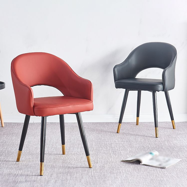 Scandinavian Home Arm Chair Upholstered Open Back Metal Dining Room Chair Clearhalo ' kitchen&dining_furn' 'Dining Chairs' 'Dining Tables & Seating' 'dining_chair' 'furn' 'furn_dining_chair' 'Furniture' 'furniture_dining_chair' 'Kitchen & Dining Furniture' 'kitchen' 1200x1200_49405af0-083e-489e-9d61-f8647b1246c3