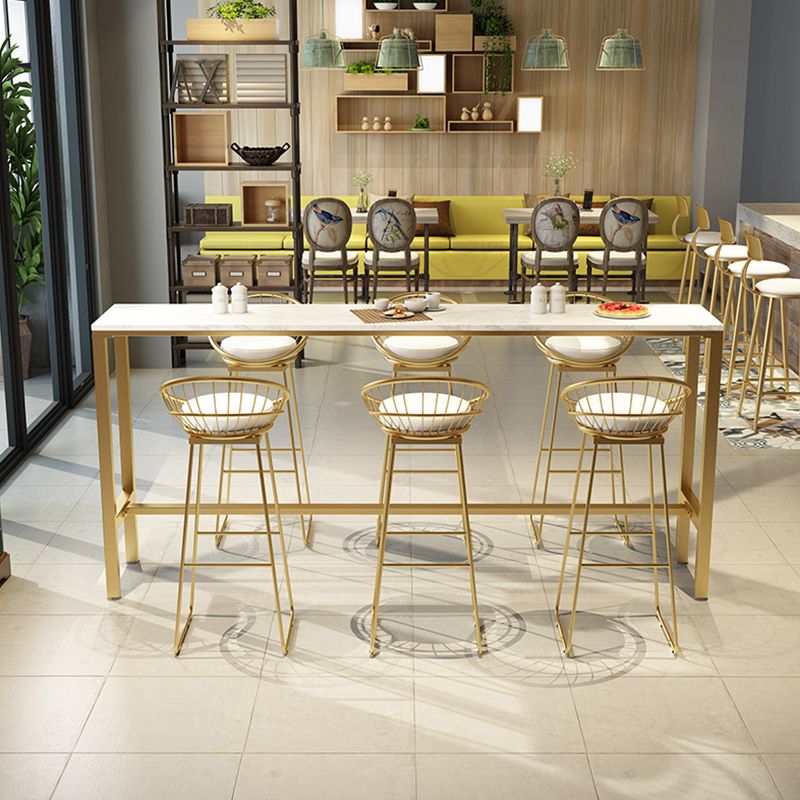 Marble Contemporary Cocktail Bar Table White and Gold Rectangle Counter Table Clearhalo 'Bar Furniture' 'Bar Tables' 'bar_tables' 'furn' 'furn_bar_tables' 'Furniture' 'Kitchen & Dining Furniture' 1200x1200_49415437-431c-43f2-9b02-60477133ffc4