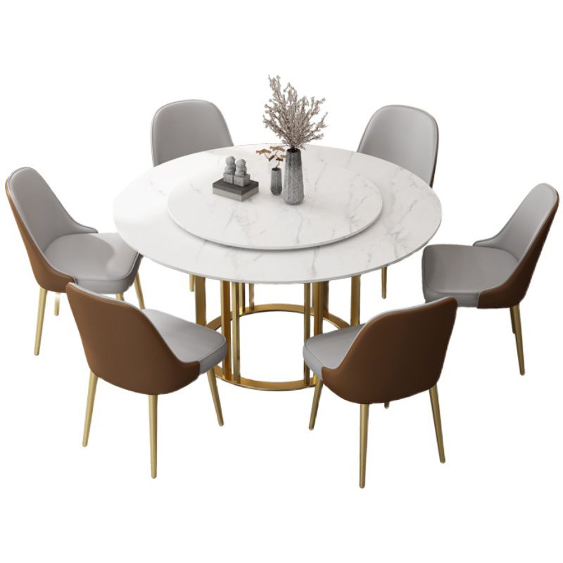 Glam 1/2/7 Pieces Dining Table Set Round Dining Table Set with Chair Clearhalo 'Dining Room Sets' 'Dining Tables & Seating' 'dining_room_set' 'furn' 'furn_dining_room_set' 'Furniture' 'furniture_dining_room_set' 'Kitchen & Dining Furniture' 'kitchen&dining_furn' 'kitchen' 1200x1200_49421273-9b93-4b2d-a03c-2c5346a3fca9