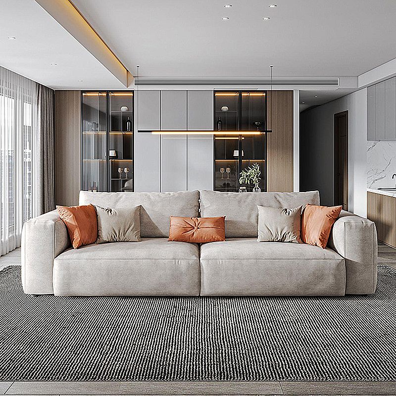 Modern Faux Leather Living Room Sectional Cream Square Arm Cushion Back Sofa Clearhalo 'furn' 'furn_sectionals' 'Furniture' 'furniture_sectionals' 'kitchen' 'kitchen_sectionals' 'Living Room Furniture' 'Sectionals' 1200x1200_4942efd2-15ec-4aa6-ad3e-6a5e8cfa367f