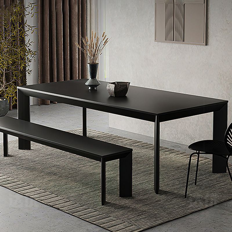 Rectangle Black Base Dining Table Modern Pine Wood Table for Kitchen Living Room Clearhalo 'Dining Tables & Seating' 'Dining Tables' 'dining_table' 'furn' 'furn_dining_table' 'Furniture' 'Kitchen & Dining Furniture' 1200x1200_49430d01-4901-458b-83ee-3f63ba6f3ec0