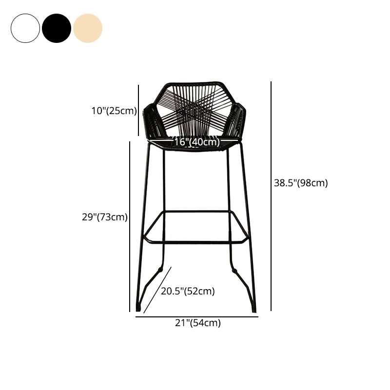 Modern Armrest Backrest Counter Stool Iron Balcony Bar Stool with Rattan seat and Pedal Clearhalo 'Bar Furniture' 'Bar Stools' 'bar_stools' 'furn' 'furn_bar_stools' 'furniture_bar_stools' 'Kitchen & Dining Furniture' 'kitchen&dining_furn' 'kitchen' 'kitchen_furn' Furniture' 1200x1200_49434d06-0c4f-4e00-b51d-08b6ef61d673