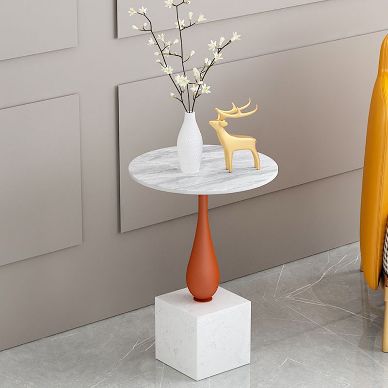 Modern 13.77" Wide End Table Round Stone Top Pedestal Side Table Clearhalo 'Coffee & Accent Tables' 'End & Side Tables' 'end_side_tables' 'furn' 'furn_end_side_tables' 'Furniture' 'Living Room Furniture' 1200x1200_49434f06-41cd-4a97-abab-3fa384c0b99a