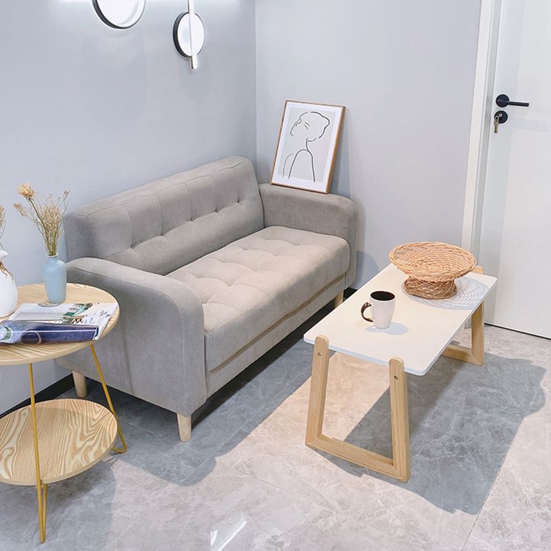 Wooden Velvet Sofa Contemporary Style Tufted Split-Back Seating