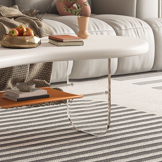 Modern White Trestle Coffee Table Geometric Manufactured Wood Cocktail Table Clearhalo 'Coffee & Accent Tables' 'Coffee Tables' 'coffee_tables' 'furn' 'furn_coffee_tables' 'Furniture' 'Living Room Furniture' 1200x1200_49440404-8829-444c-af74-5fd8fc2c0199