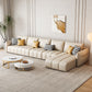 Contemporary Square Arm Loose Back Sofa and Chaise Beige Faux Leather U Sofa