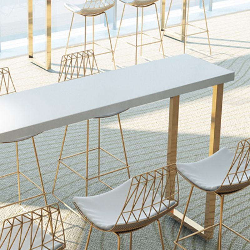 Solid Wood Counter Height Table White Top and Gold Base Bar Table Clearhalo 'Bar Furniture' 'Bar Tables' 'bar_tables' 'furn' 'furn_bar_tables' 'Furniture' 'Kitchen & Dining Furniture' 1200x1200_4946f5dc-6eb8-48db-ac9a-0b2adf2c58c1