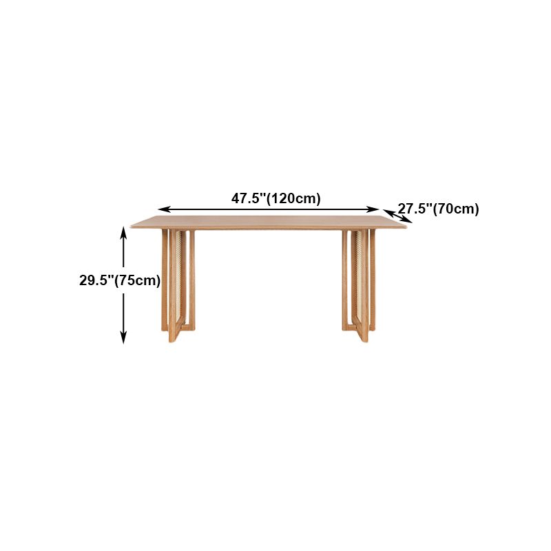 Modern Oak Table for Restaurant Rectangle Dining Table with Double Pedestal Clearhalo 'Dining Tables & Seating' 'Dining Tables' 'dining_table' 'furn' 'furn_dining_table' 'Furniture' 'furniture_dining_table' 'Kitchen & Dining Furniture' 'kitchen' 'kitchen_dining_table' 1200x1200_49480ad2-b2b9-49cb-8e84-b5ebb2fc021b