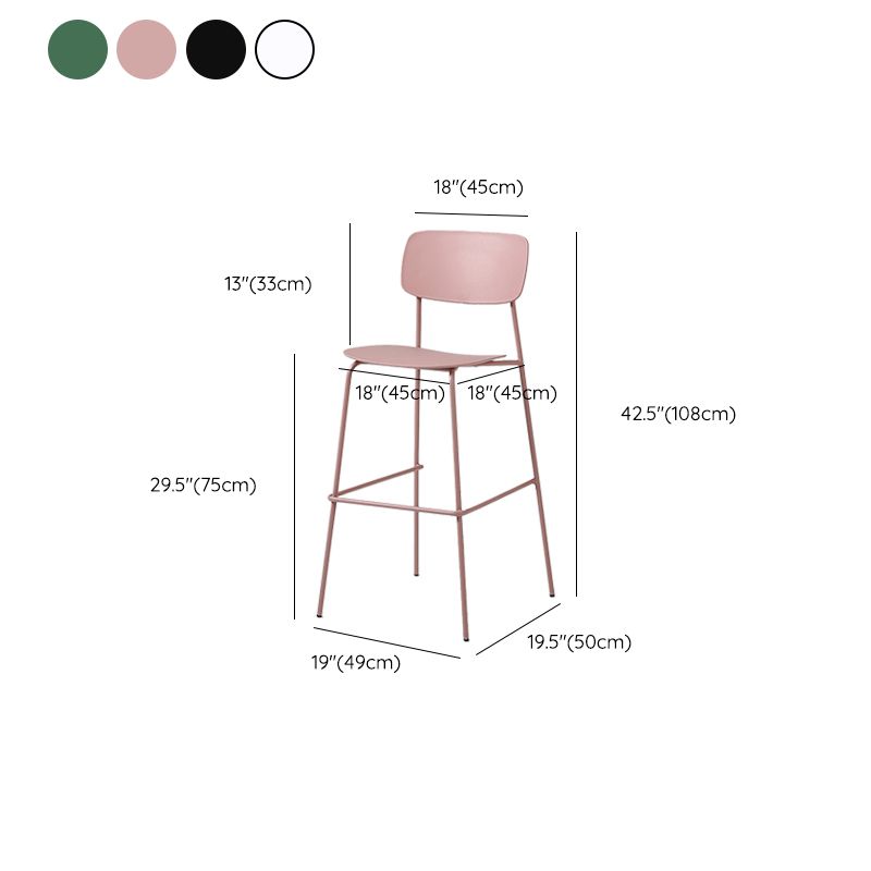 Modern Plastic Bar-stool Square Seat Counter Bar Stool with Metal Legs Clearhalo 'Bar Furniture' 'Bar Stools' 'bar_stools' 'furn' 'furn_bar_stools' 'Furniture' 'Kitchen & Dining Furniture' 1200x1200_4949b395-1966-469e-8eea-070ed0544a5c