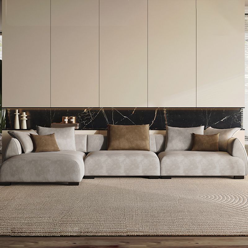 Mid-secolo moderno tessuto a forma L sezionale sezionale con cuscini