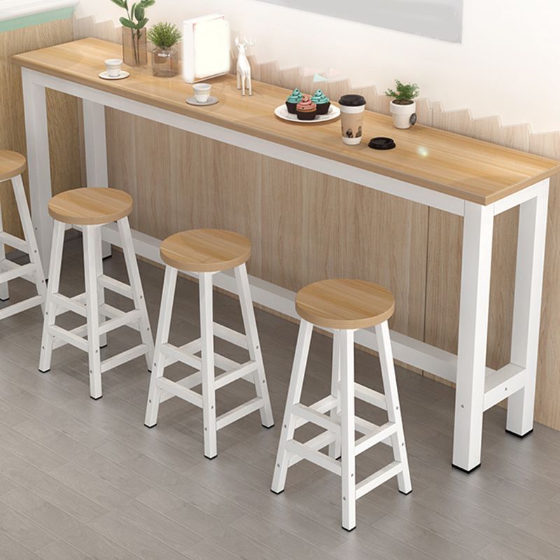 Modern Bar Height Table Metal and Wood Bistro Bar Table for Patio Use