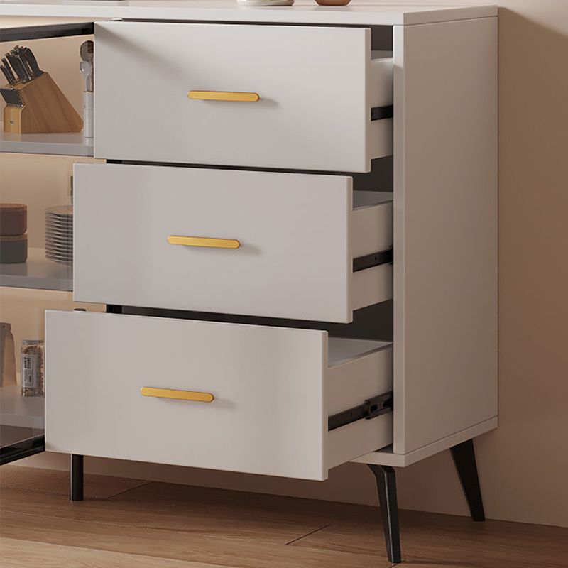 Server delle porte in vetro in stile tavolo a buffet in legno con armadi e cassetti