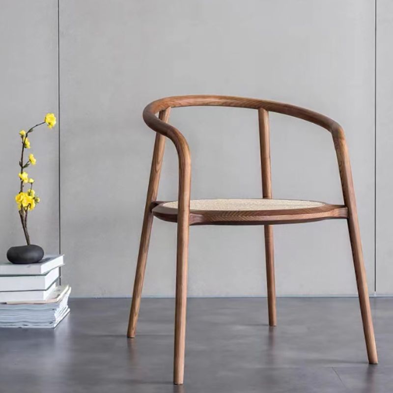 Solid Wood Frame Arms Included Chair with Sloped Arms and 4 Legs