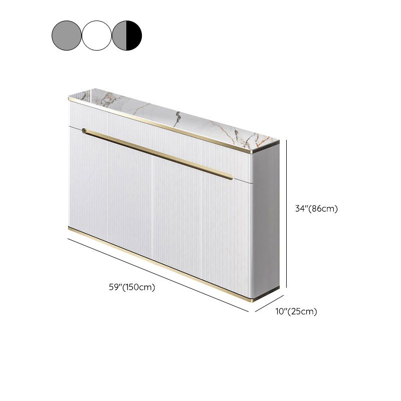 White Stone Top Sideboard Engineered Wood Side Board for Kitchen Use Clearhalo 'buffet_sideboard' 'Buffets & Sideboards' 'furn' 'furn_buffet_sideboard' 'Furniture' 'Kitchen & Dining Furniture' 1200x1200_4952603e-db79-48f8-b154-ed1f7183af38