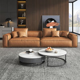 Sofá/seccional de brazo trasero de cuero tostado para sala de estar para sala de estar