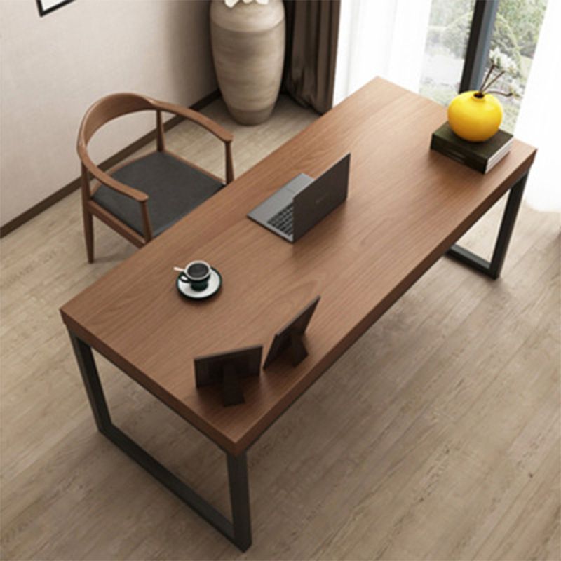 Escritorio de escritura industrial escritorio de secretario marrón rectangular con patas de metal
