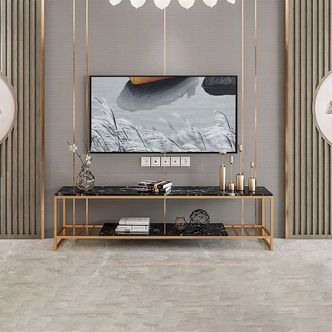 17.72 "H TV Style Glam Style Open Rangement Console TV avec 2 étagères pour le salon