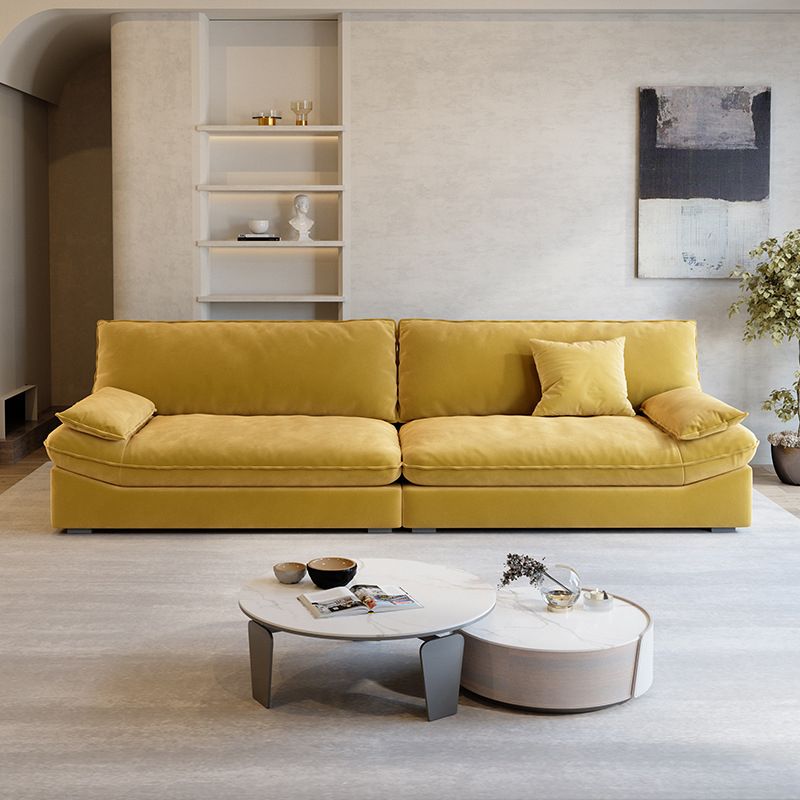 Divano a braccio top cuscino contemporaneo di divano colpido cucito in giallo