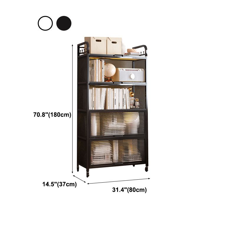 Modern Style Bookshelf Metal Closed Back Bookcase with Door for Office Clearhalo 'Bookcases' 'furn' 'furn_bookcases' 'Furniture' 'Office Furniture' 1200x1200_4958225c-b4d4-479f-b710-7eb27256ddc4