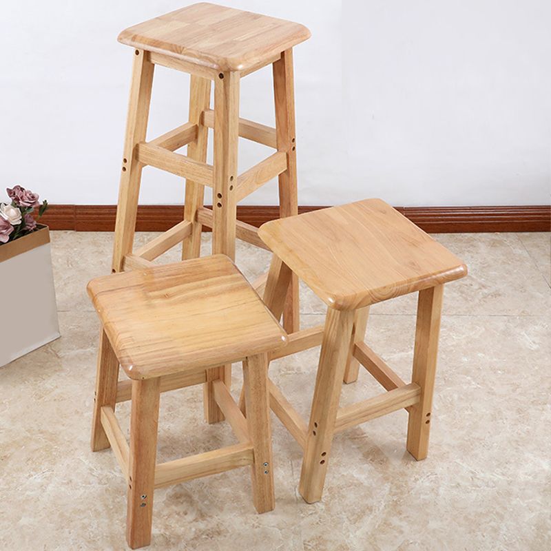 Modern Solid Wood Bar & Counter Stool Square Footrest Counter-height Stool for Shop