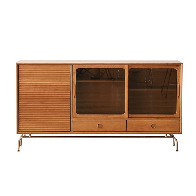 Moderno moderno mobile sideboard server in legno solido marrone con 2-disegno
