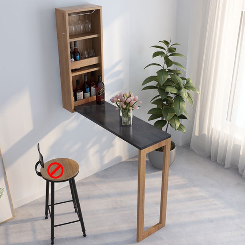 Industrial Style Wood Bar Table Black and Natural Rectangle Top Folding Bistro Table Clearhalo 'Bar Furniture' 'Bar Tables' 'bar_tables' 'furn' 'furn_bar_tables' 'Furniture' 'furniture_bar_tables' 'Kitchen & Dining Furniture' 'kitchen&dining_furn' 'kitchen' 1200x1200_4959694b-de28-48b6-b8e7-e38f688f7c04