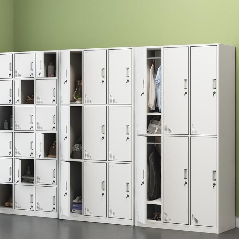 Modern White Storage Cabinet with Hinged Door Metal Cabinet for Bathroom Clearhalo 'Armoires & Wardrobes' 'armoires_wardrobes' 'Bedroom Furniture' 'furn' 'furn_armoires_wardrobes' 'Furniture' 1200x1200_495b3676-8bba-4b27-9ed9-04afc254b5d4