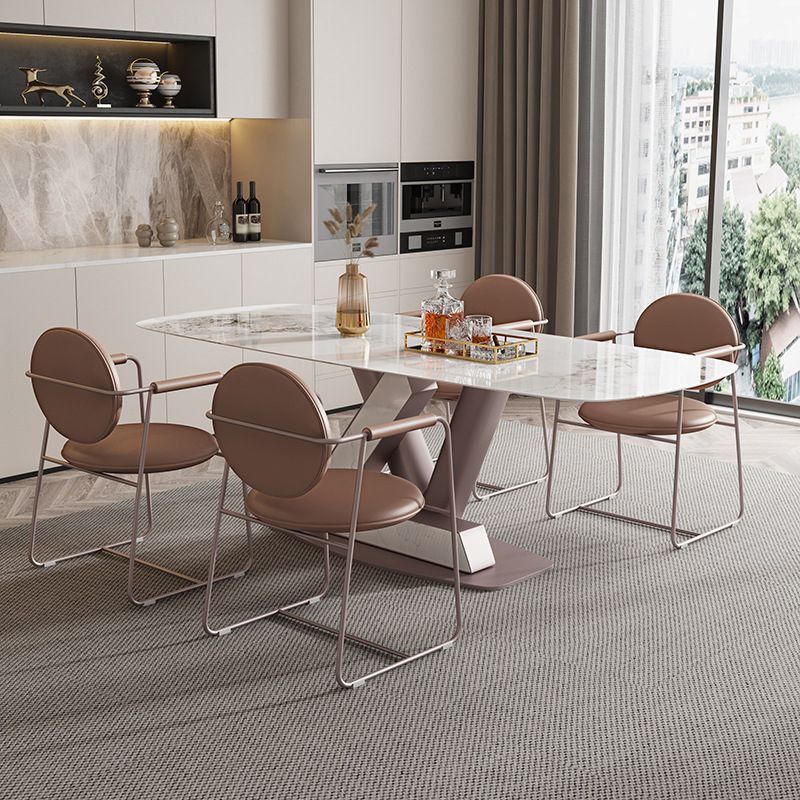 Luxury Sintered Stone Top Dining Set Rectangle 1/5/7 Pieces Dining Room Table Set