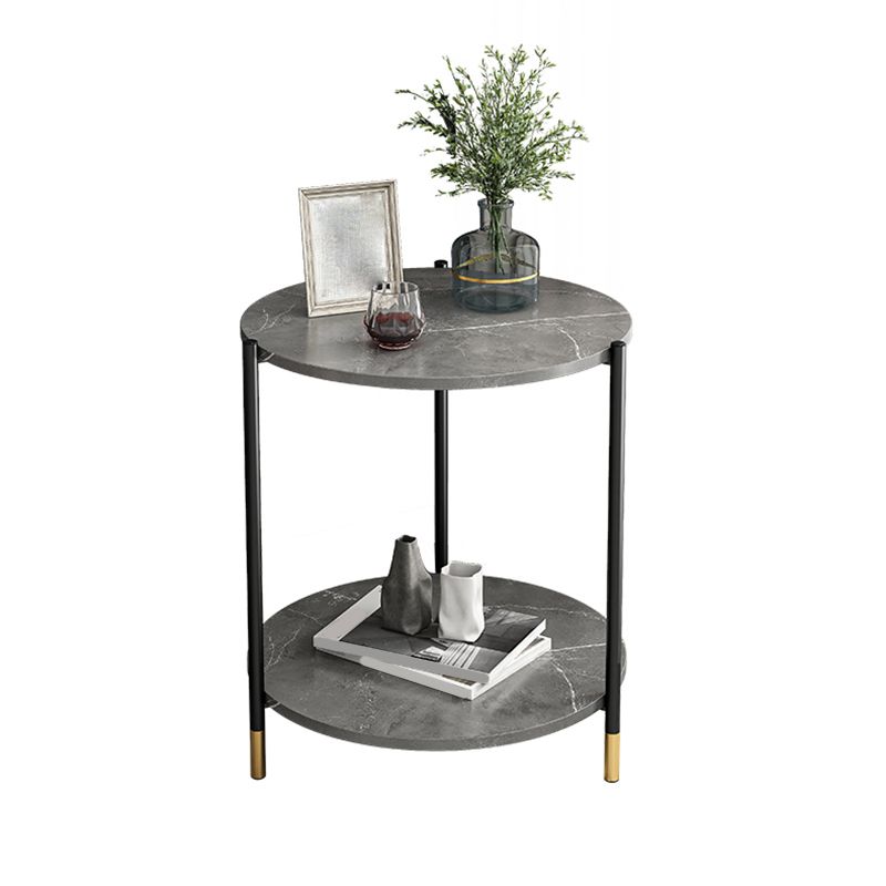 Contemporary Stone Top Side End Table Round Metal Frame Sofa Side Table Clearhalo 'Coffee & Accent Tables' 'End & Side Tables' 'end_side_tables' 'furn' 'furn_end_side_tables' 'Furniture' 'Living Room Furniture' 1200x1200_4960e717-fd90-40c1-bb0b-6604de15d826