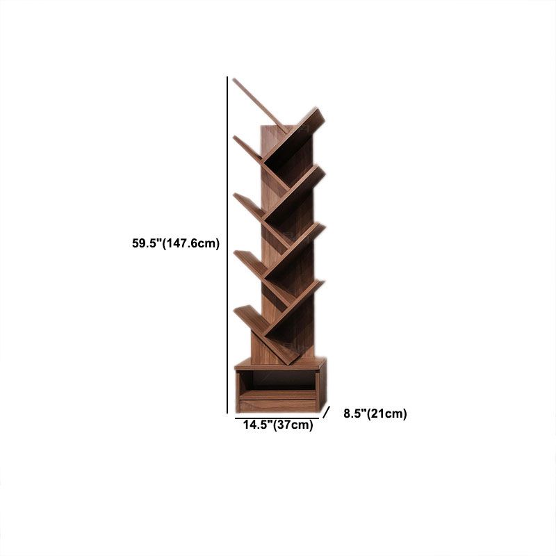 Modern Engineered Wood Bookshelf Walnut Geometric Closed Back Bookcase Clearhalo 'Bookcases' 'furn' 'furn_bookcases' 'Furniture' 'Office Furniture' 1200x1200_49614ab5-6d1c-4d30-8519-5bfde291bd8e