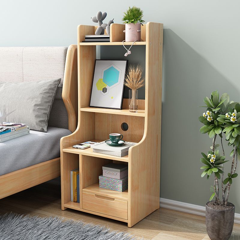 Zeitgenössisches Bett Nachttisch Massivholz Akzenttisch Nachttisch mit Schublade