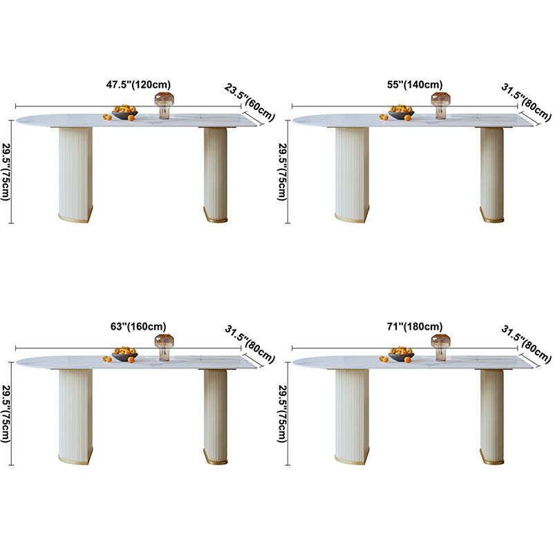 Contemporary Dining Table Sintered Stone Dining Table with Double Pedestal for Dining Clearhalo ' dining_table' 'Dining Tables & Seating' 'Dining Tables' 'Furniture' 'furniture_dining_table' 'Kitchen & Dining Furniture' 'kitchen&dining_furn' 'kitchen' 'kitchen_dining_table' 1200x1200_4961d762-cbd6-4dcc-a669-7319bf078bf8