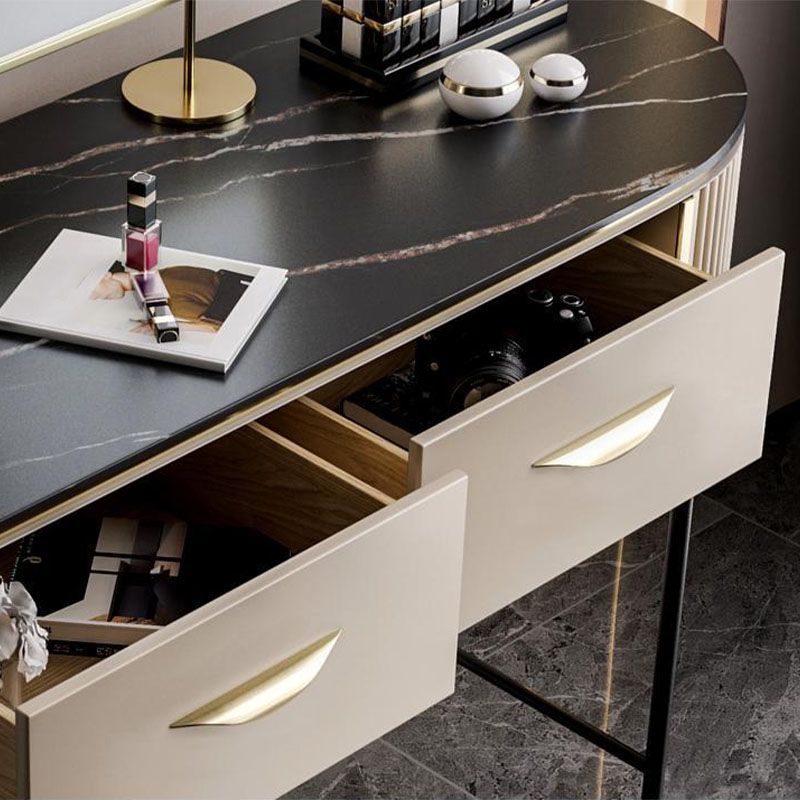 Zeitgenössisches Schlafzimmer mit Make-up-Tisch und Hocker Doppelschubladen Make-up Eitelkeit