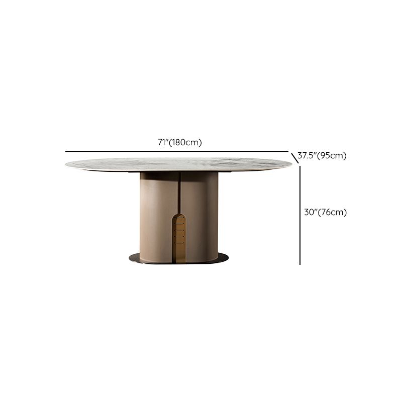 Modern Oval Marble Top Dining Table with Solid Wood Pedestal Base Clearhalo 'Dining Tables & Seating' 'Dining Tables' 'dining_table' 'furn' 'furn_dining_table' 'Furniture' 'Kitchen & Dining Furniture' 1200x1200_49645305-48dd-4c55-aea0-b35c03bde2e9