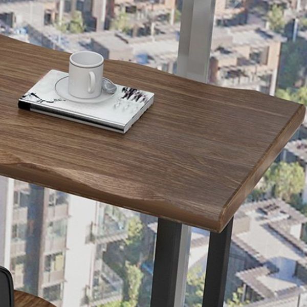 Tavolo da bar naturale e nero moderno tavolo da pranzo a barre in legno massiccio in legno massiccio