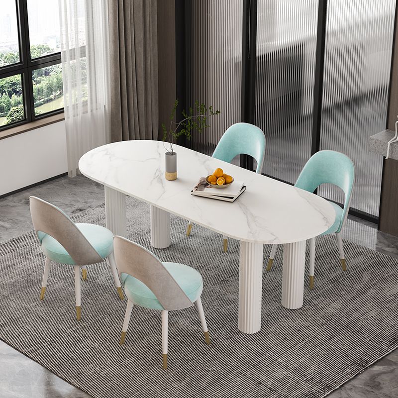 Sintered Stone Dining Table Modern White Top Table with Wooden Base Clearhalo 'Dining Tables & Seating' 'Dining Tables' 'dining_table' 'furn' 'furn_dining_table' 'Furniture' 'furniture_dining_table' 'Kitchen & Dining Furniture' 'kitchen' 'kitchen_dining_table' 1200x1200_49669f1f-527d-4773-868b-dc5944b0f846