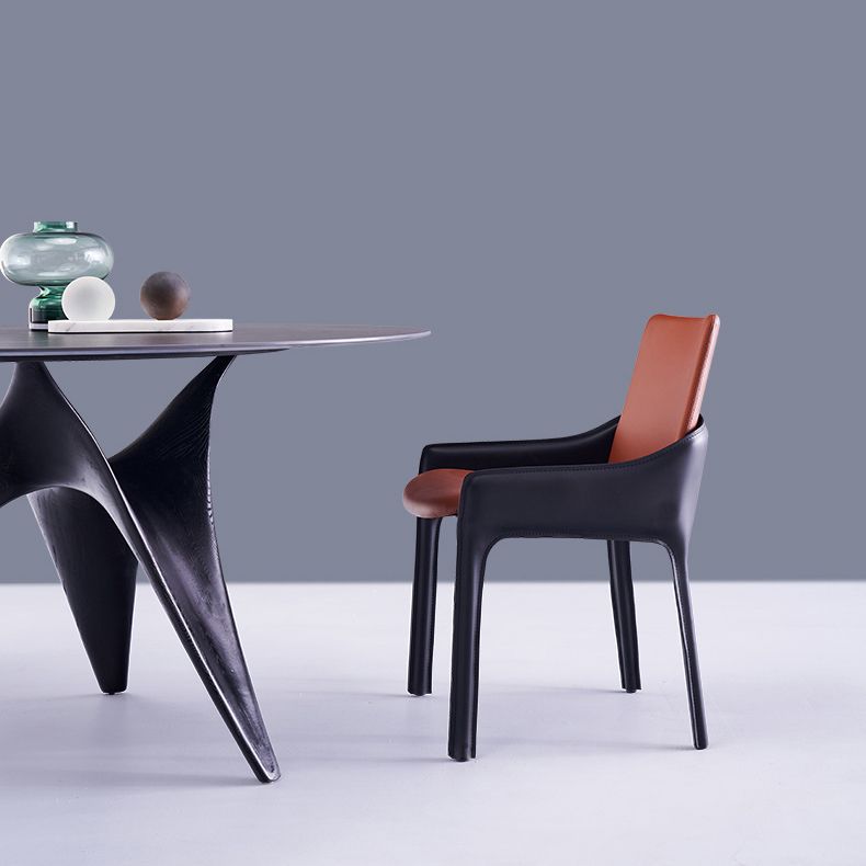 Modern Metal Dining Chair Leather Arm Dining Room Chair for Home Use Clearhalo ' kitchen&dining_furn' 'Dining Chairs' 'Dining Tables & Seating' 'dining_chair' 'furn' 'furn_dining_chair' 'Furniture' 'furniture_dining_chair' 'Kitchen & Dining Furniture' 'kitchen' 1200x1200_49670e09-68ca-4255-97ca-d470d9348139