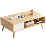16.5"H Modern 4 Legs Wooden Base Rectangular Top Coffee Table with Storage
