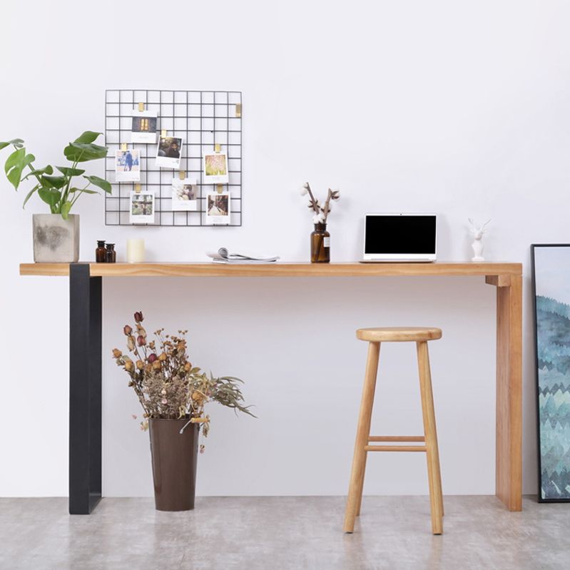 Ensemble de Table de pub rectangulaire luxueuse, 1/2 pièces, comptoir en bois avec tabourets sans dossier