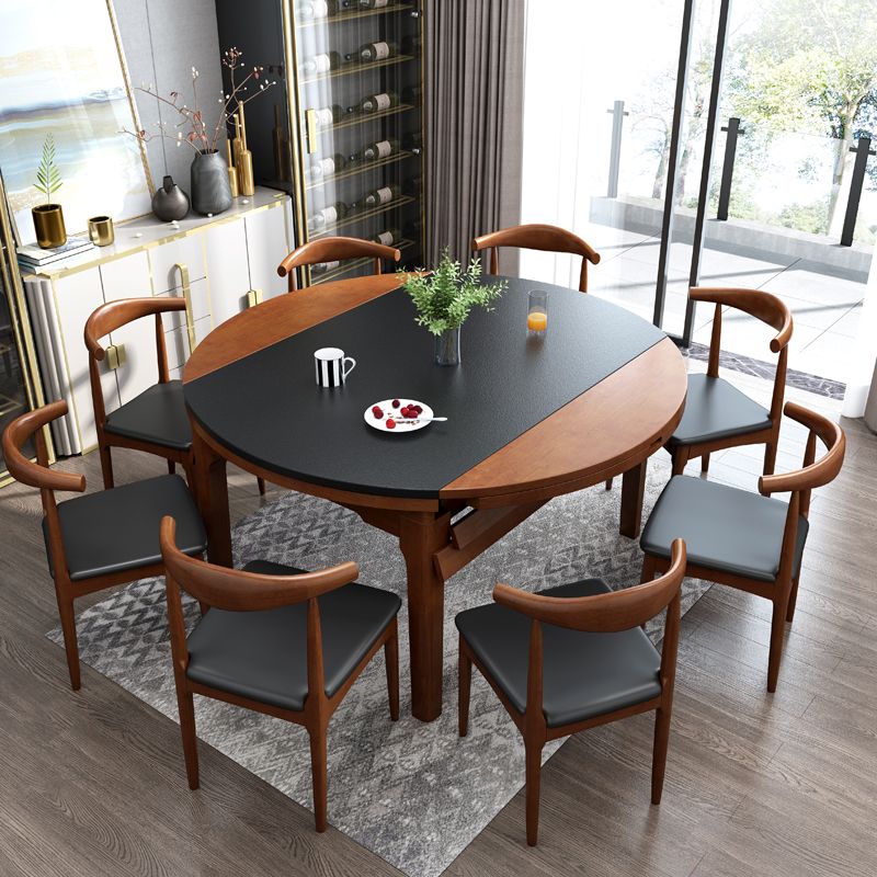 Modern Stone Scalable Dining Table Solid Wood Leg for Dining Room Clearhalo 'Dining Tables & Seating' 'Dining Tables' 'dining_table' 'furn' 'furn_dining_table' 'Furniture' 'Kitchen & Dining Furniture' 1200x1200_4969d7da-2b98-41d8-8d45-a790887279b2