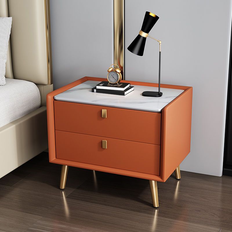 Modern Bedside Night Table Stone Top Nightstand with 2-drawers Clearhalo 'Bedroom Furniture' 'furn' 'furn_night_stand' 'Furniture' 'night_stand' 'Nightstands' 1200x1200_496e43ee-33f5-4bea-8caf-a223c2eb800a