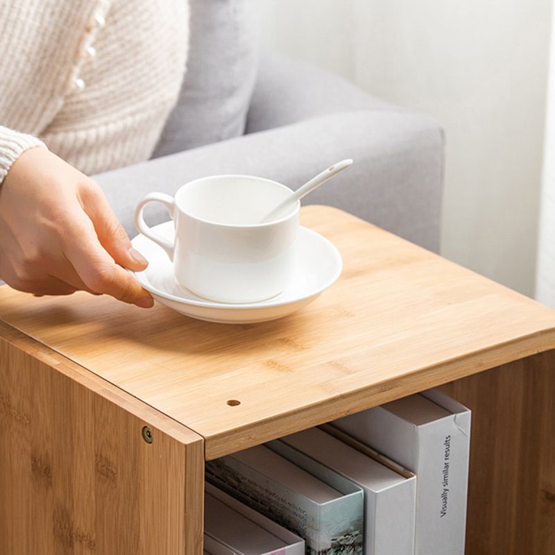 Natural Geometric Bookcase Contemporary Open Back Bamboo Shelf