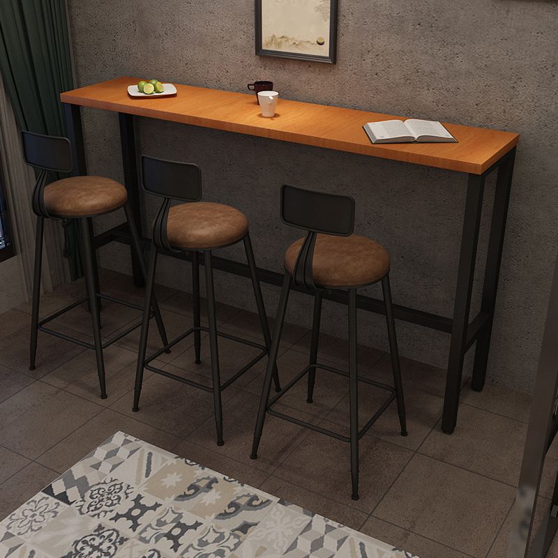 Rectangle industriel Table de table en bois massif en bois 1/3/4 Pièces Table de comptoir avec tabourets hauts