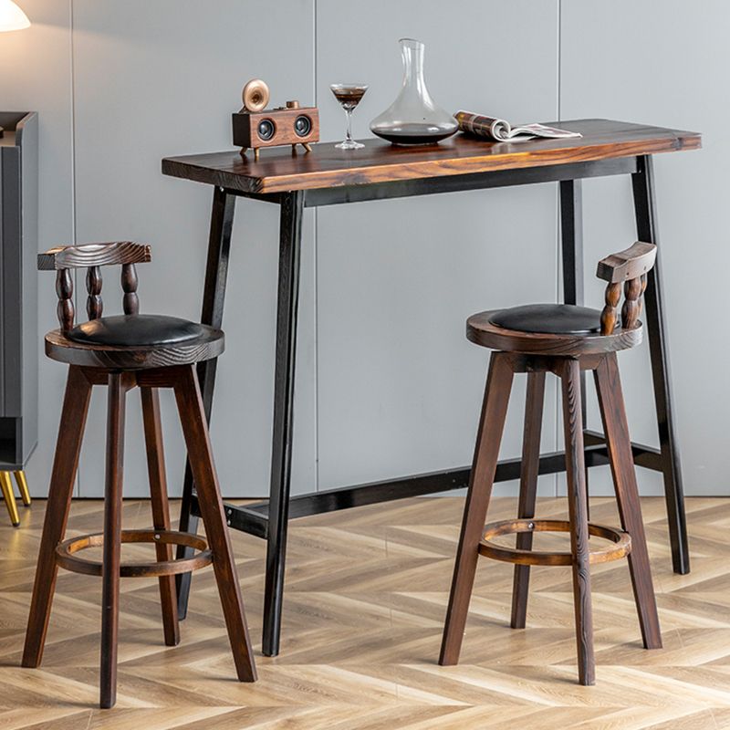 Matte Finish Wooden Rectangle Bar Table with Trestle for Living Room Clearhalo 'Bar Furniture' 'Bar Tables' 'bar_tables' 'furn' 'furn_bar_tables' 'Furniture' 'Kitchen & Dining Furniture' 1200x1200_49716991-aaa4-46b7-9886-4ea59aa06e23