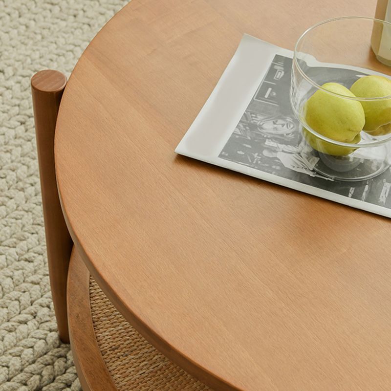 Tropical Round Cocktail Table Storage Solid Wood Coffee Cocktail Table Clearhalo 'Coffee & Accent Tables' 'Coffee Tables' 'coffee_tables' 'furn' 'furn_coffee_tables' 'Furniture' 'Living Room Furniture' 1200x1200_4971e598-a268-4770-a506-13f5e847a304
